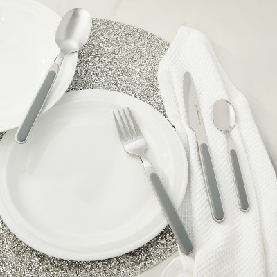 BergHOFF Balance 24Pc Stainless Steel Flatware Set with ABS Handle, Moonmist