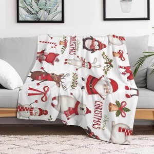 Christmas Grandpa Pattern Christmas Throw Blanket Soft Fleece Christmas Blanket Cozy Flannel Throw for Couch Bed 60x80 inches - 1 of 1