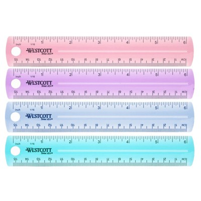 Westcott 6" Plastic Ruler, Assorted Colors