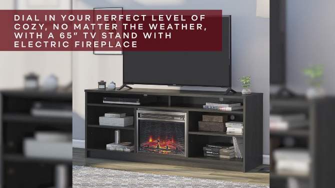 Hartwick Electric Fireplace Insert and 6 Shelves TV Stand for TVs up to 65" - Room & Joy, 2 of 10, play video