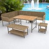 6-Piece Outdoor Modular Patio Furniture Set with Rope Weave Sofas,Table with Ice Box, Thick Cushions, Adjustable Feet - 4 of 4