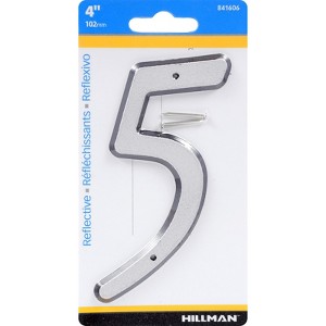 Hillman 4 in. Reflective Silver Plastic Nail-On Number 5 1 pc (Case of 3) - 1 of 1