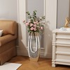 ORRD 24.01" U-Shaped Floor Vase, Shattered Diamond Mirror Surface, Silver Tall Glass Vase for Living Room Corner Hallway - 2 of 4