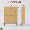 Small Spaces Fluted Shoe Storage Cabinet with 2 Flip Drawers Slim Wood Shoe Organizer Narrow Entryway Furniture with Storage - 2 of 4