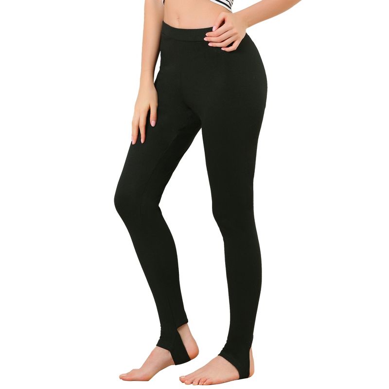 Allegra K Women's Elastic Waistband Soft Gym Yoga Cotton Stirrup Pants Leggings, 1 of 7