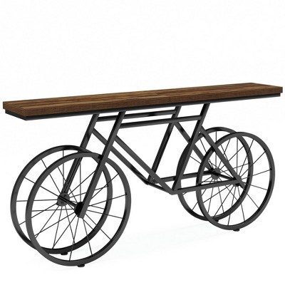 Resenkos Entryway Table, Console Sofa Table,70.9" Console Table, Extra Long Sofa Table with Bicycle Base Brown & Black