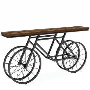 Resenkos Entryway Table, Console Sofa Table,70.9" Console Table, Extra Long Sofa Table with Bicycle Base Brown & Black - 1 of 4