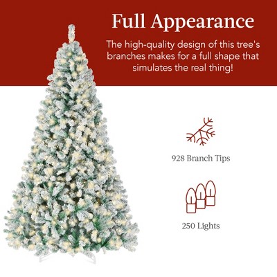 6ft White Flocked Fir Christmas Tree with Warm Lights