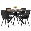 5-Piece Black Round Dining Table Set, 43'' Pedestal Table with 4 Faux Leather Upholstered Chairs, Modern Kitchen & Dining Furniture-Maison Boucle - 2 of 4