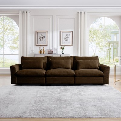 NicBex Couches for Living Room Over Size 3-Seater Sofa Deep Seat Couch Comfort Corduroy Upholstered Sofa With 3 Waist Pillows for Bedroom