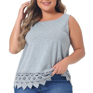 Agnes Orinda Women's Plus Size Swing Lace Flowy Sleeveless Casual Tank Tops - 1 of 4