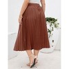 Clearlove Plus Size Pleated Skirt Women's Elastic Waist Boho  Midi Skirts with Pockets - 3 of 4