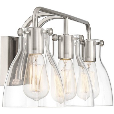 Elegant Brushed Nickel 29" Wall Light with Clear Glass Shades