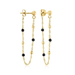 Pure Collection by Ross-Simons 2-2.5mm Onyx Bead Rope-Chain Drop Earrings in 14kt Yellow Gold - 1 of 4