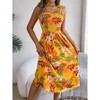 Womens Summer Floral Maxi Dresses Sleeveless Smocked Spaghetti Strap A Line Flowy Beach Long Desses - 3 of 4