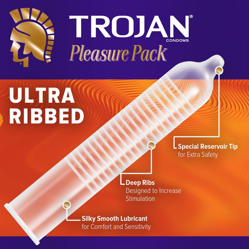 Trojan Pleasure Pack Lubricated Condoms, 6 of 14