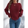 Coolmee Women's Sweaters Casual Long Sleeve Crewneck Cable Knit Oversized Crochet Sweater Pullover Tops - 3 of 4
