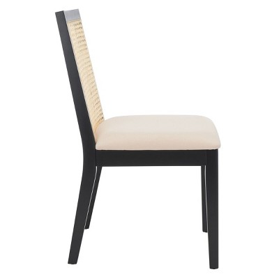 Levy Black Wood and Rattan Dining Side Chair Set