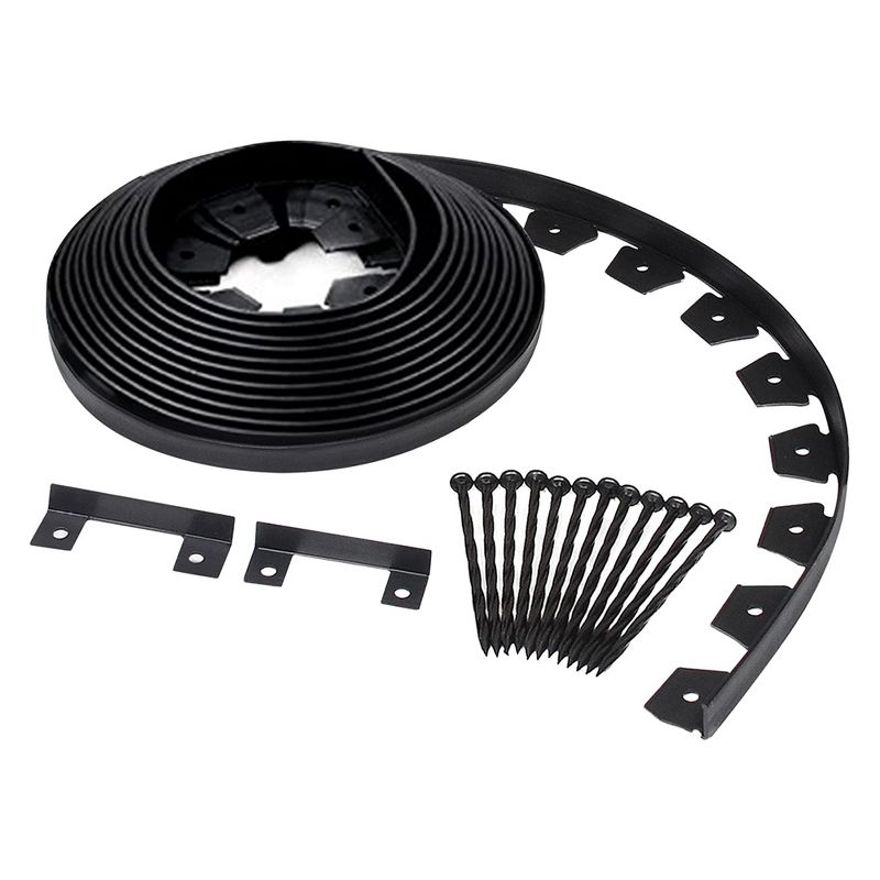 Dimex EasyFlex 3000-40C 40-Foot Smooth Top No-Dig Lawn and Garden Bed Flexible Plastic Edging Kit with 12 Stakes and 2 Connectors, Black, 1 of 7
