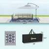 Reversible Outdoor Rug, Waterproof Plastic Straw with Carry Bag, Blue & White Rhombus Border - 3 of 4