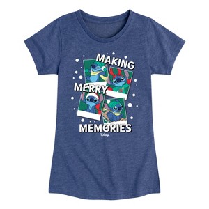 Girls' - Lilo and Stitch - Making Merry Memories Christmas Fitted Short Sleeve Graphic T-Shirt - 1 of 4