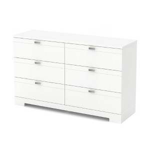 South Shore Reevo 6 Drawer Double Dresser Pure White: Laminated Particle Board, Anti-Tip, 5-Year Warranty - 1 of 3