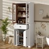 Syemin Decorative Storage Cabinets Tall Bathroom Storage Cabinet, Freestanding Linen Cabinet with Adjustable Shelves, White, 15.67"*23.96"*67.57" - 2 of 4