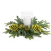 Mixed Winter Pine Candle Holder – 18"D Holiday Centerpiece with Pinecones & Glass Hurricane By Melrose - 3 of 3