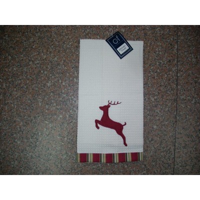 C&F Home Jumping Deer Waffle Weave Embroidered Cotton Kitchen Towel