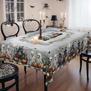 Halloween Tablecloth Witch Spiderweb Pumpkin Festival Table Cloth Washable Fabric Table Cover for Kitchen Dining Party Picnic - 1 of 4