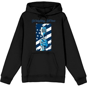 "In Tailgating We Trust" American Flag And Spatula Adult Long Sleeve Hoodie - 1 of 2