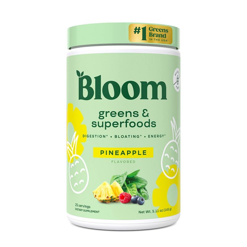 BLOOM NUTRITION Greens and Superfoods Powder - Pineapple - 25ct, 1 of 9
