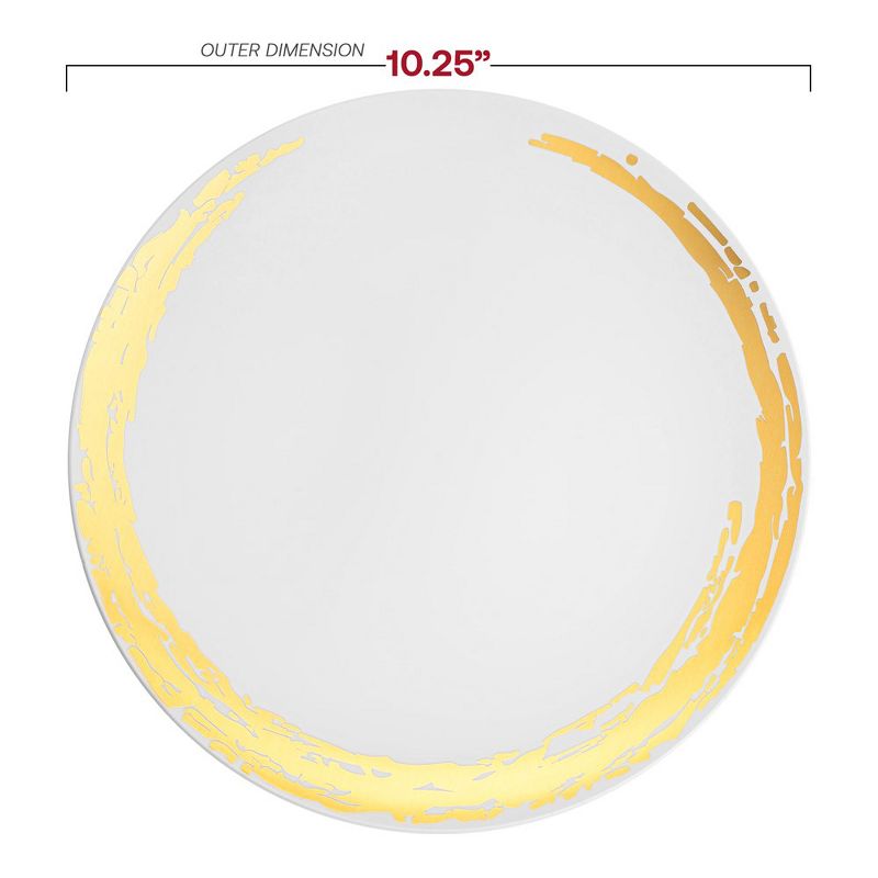 Smarty Had A Party 10.25" White with Gold Moonlight Round Disposable Plastic Dinner Plates (120 Plates), 2 of 7