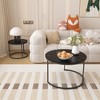 Dolonm 27.6 in. 2-Piece Brown Round Nesting Coffee Table Set with Metal Frame, Saving Space Side Tables for Home & Office - 3 of 4