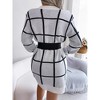 Coolmee Women's Sweater Dress Winter Cable Knit Crewneck Lantern Sleeve Pullover Sweaters - 2 of 4