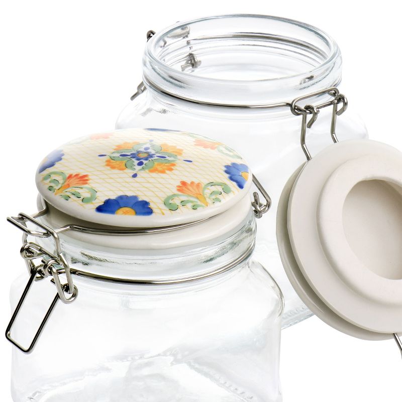 Gibson Laurie Gates California Designs Tierra 3 Piece Glass Canister Kitchen Set with Decorated Lids, 4 of 6