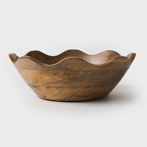 Scalloped Mangowood Large Bowl - 1 of 4