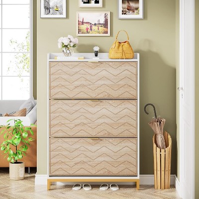 Hommoo 3 Flip Drawers Shoe Storage Cabinet White