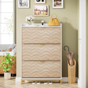 Hommoo 3 Flip Drawers Shoe Storage Cabinet White - 1 of 4
