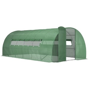 Outsunny 20' x 10' x 6.5' Outdoor Portable Walk-In Greenhouse with PE Cover, Green - 1 of 4