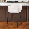 HomeRoots 26" Ivory and Black Shearling and Steel Counter Height Bar Chair - 2 of 4