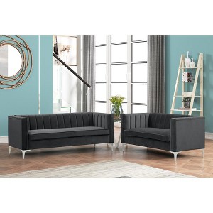 2-Piece Velvet Sofa Sets Contemporary Home Theater Seating Upholstered Couch Set for Living Room  - Morden Fort - 1 of 4