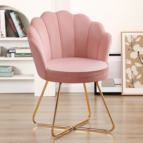 Vanity Chair With Back Velvet Shell Accent Chair For Living Room Criss Cross Chair With Gold Legs Makeup Chair For Bedroom Desk Chair Target