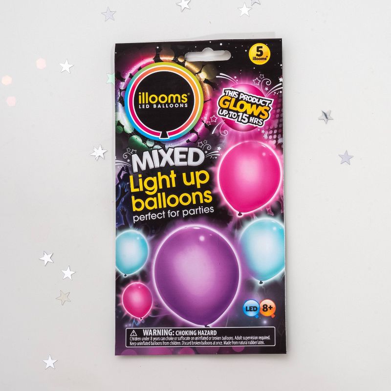5ct illooms LED Light Up Mixed Solid Balloon, 3 of 11