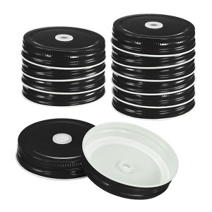Unique Bargains Regular Leak-Proof Kitchen Storage Mason Jar Lids with Straw Hole 12 Pcs - 1 of 4