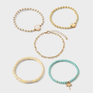 Girls' 5pk Bracelet Set with Sun and Palm Tree Charms - Cat & Jack