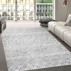 Geometric 10x13 Machine Wasahble Rug Non Slip Low Pile Non Shedding Stain Resistant Rug For Living Room Bedroom Dining Room - 1 of 4
