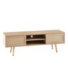 NicBex Rattan Coffee Table, 41.34 Inch, Sliding Door Storage, Solid Wood Legs, Natural/White, for Living Room - 2 of 4