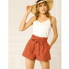 Allegra K Women's High Waist Trendy Bowknot Tie PaperBag Summer Shorts with Pockets - 2 of 4