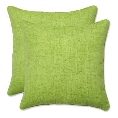 18.5"x18.5" Fresco 2pc Square Outdoor Throw Pillows Green - Pillow Perfect: Weather-Resistant, Non-Woven Fabric, Reversible